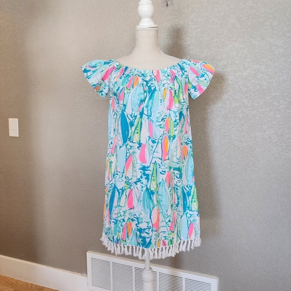 Lilly Pulitzer Marble Dress Size Small off the shoulder - Picture 1 of 11